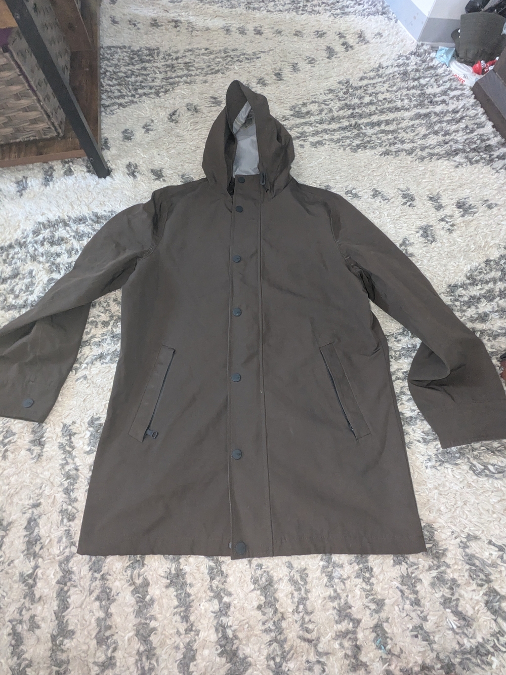 UGG Hooded Raincoat in Olive Brown